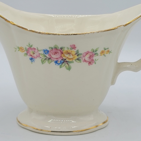 Edwin M. Knowles China Floral Creamer Gold Trim Roses Pre-1935, Early Vintage - Picture 8 of 9